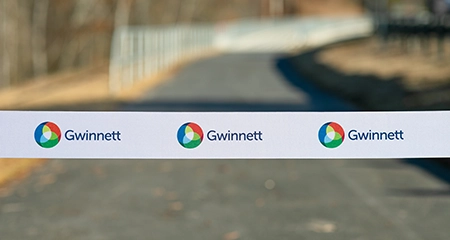 Gwinnett County banner stretched across roadway
