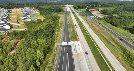 aerial view of roadway