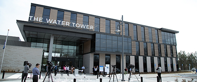Leaders cut the ribbon on The Water Tower