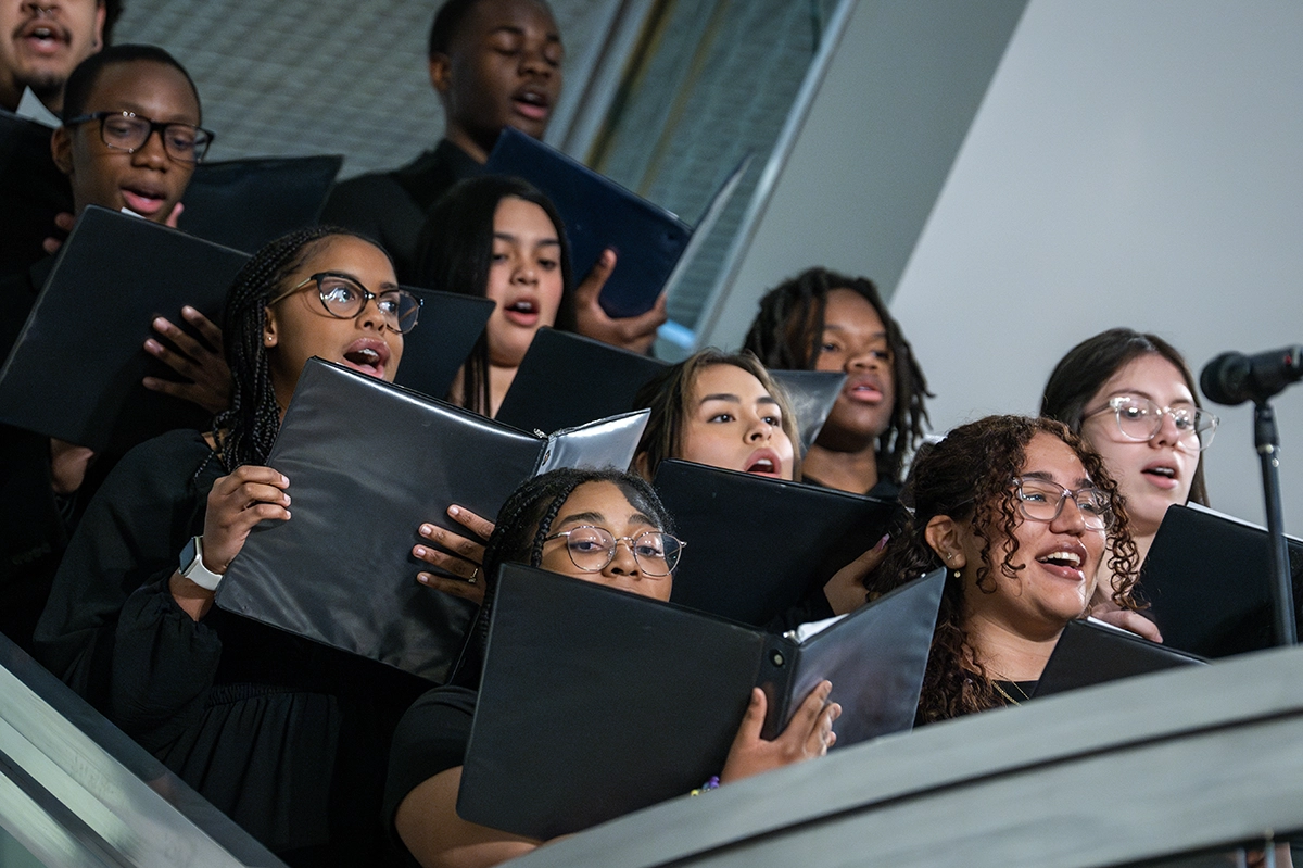 Group of chorus singers performing