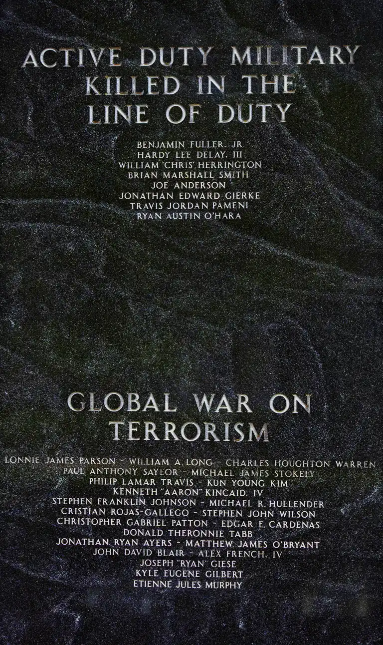Image of Marker #10 representing Gwinnett County's fallen heroes from the wars waged in the United State's battle against terrorism.