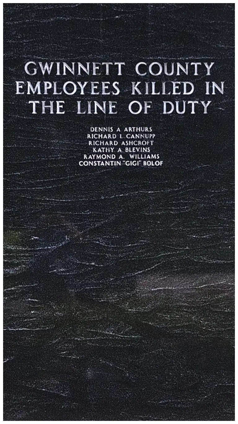 Image of Marker #13 representing employees who have died in service to Gwinnett County.