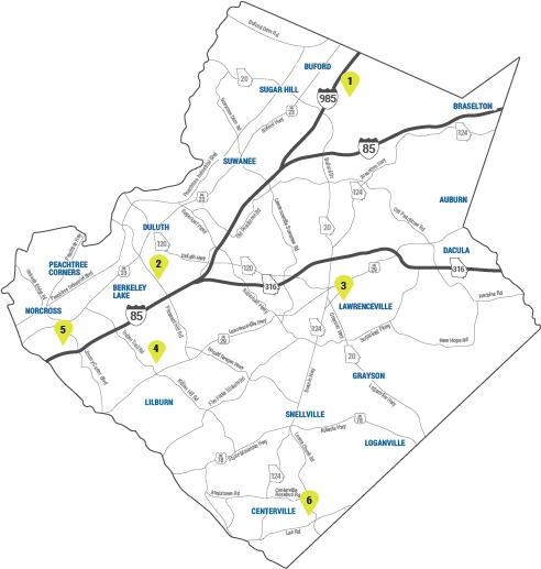 Map to summer meals serving locations.