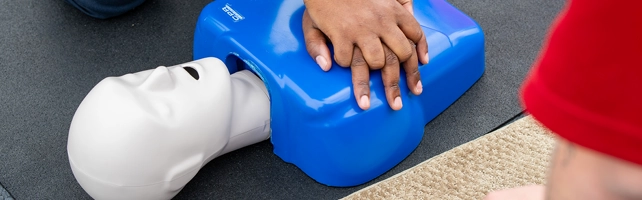 CPR practice using a mannequin