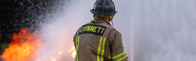 gwinnett county firefighters training with water hose