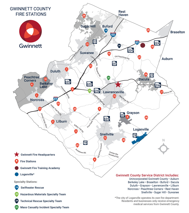 Gwinnett Fire Station Map