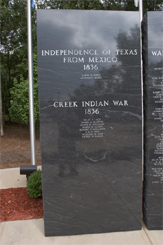 Granite marker honoring Georgians who died in the Independence of Texas from Mexico and Creek Indian War
